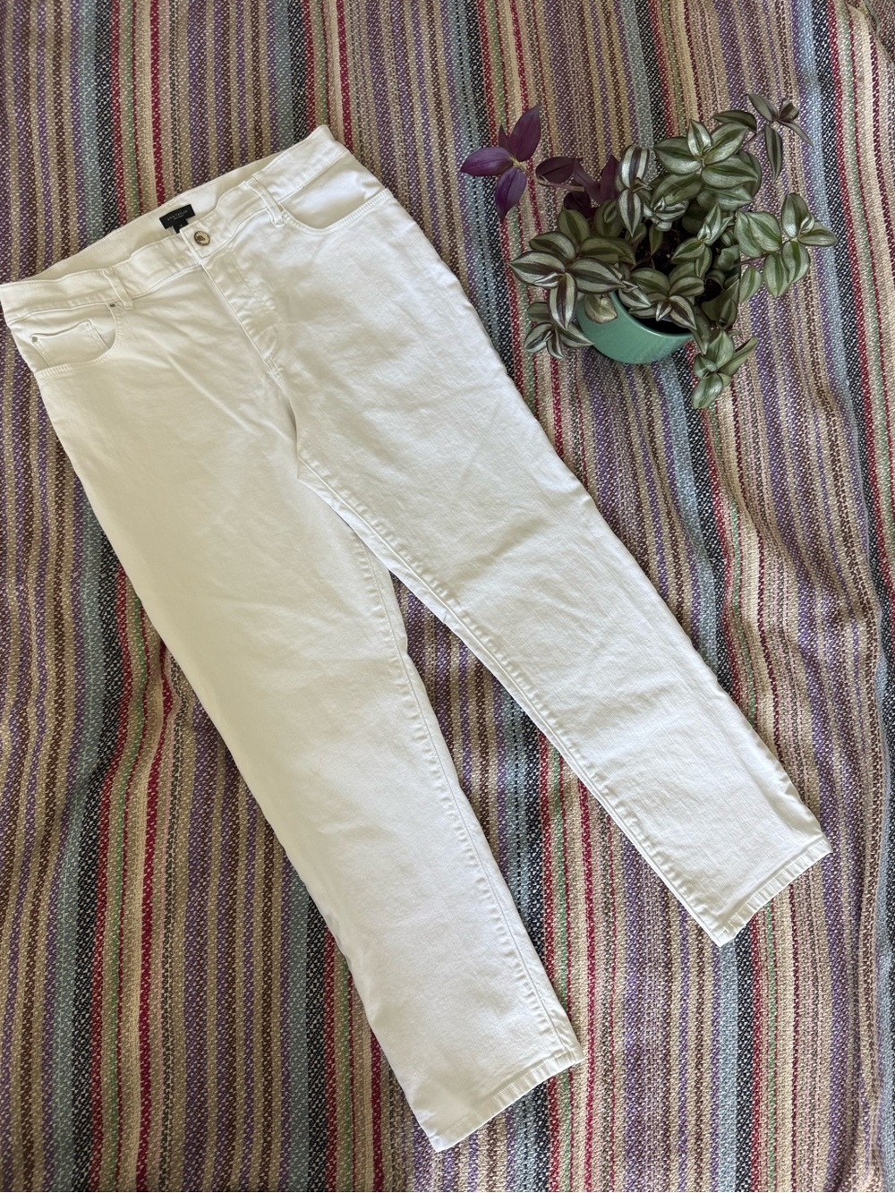 Ann Taylor White Straight-Leg Jeans